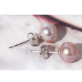8mm Several Colors AAA Button Shape Stud Freshwater Pearl Earring